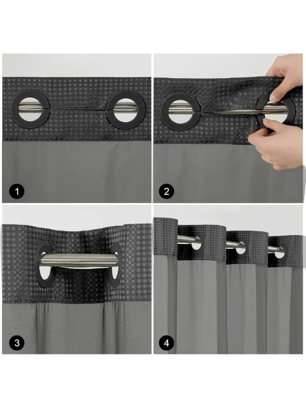 Waterproof Waffle Shower Curtain with See-Through Window, Heavy Duty 72'' x 75''